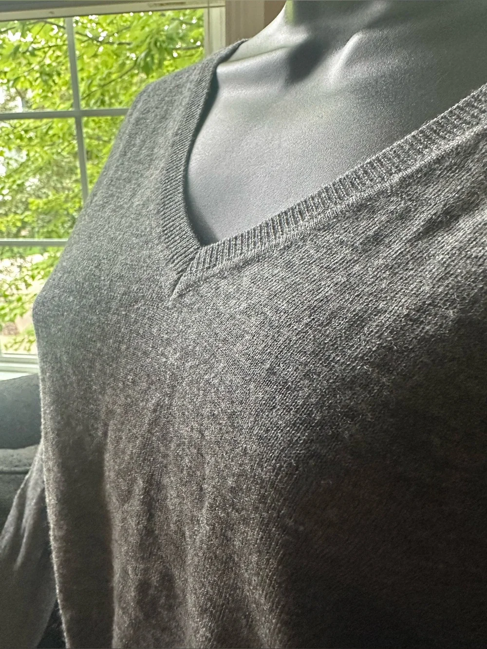 BCBGMaxAzria • 100% merino wool • v-neck sweater • charcoal gray • small